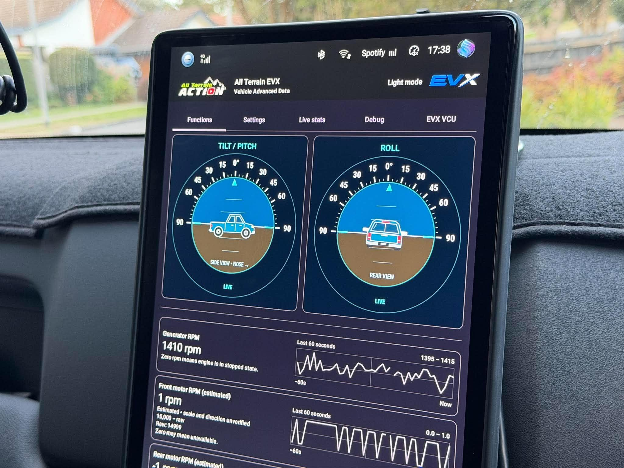 All Terrain EVX app on a BYD Shark 6 display